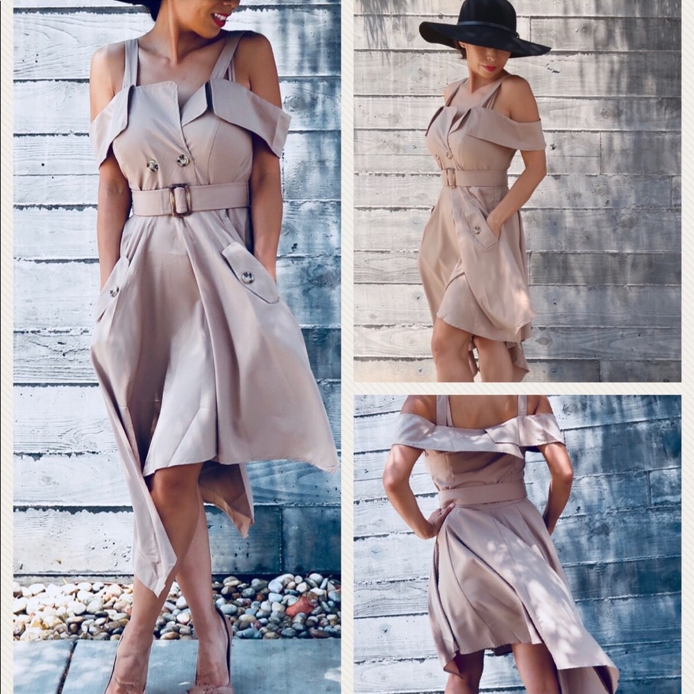 PENELOPE-‘Trench Coat' Dress in Olive or Tan